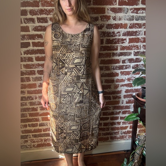 Vintage Danny & Nicole brown patterned tank top dress - Picture 5 of 8
